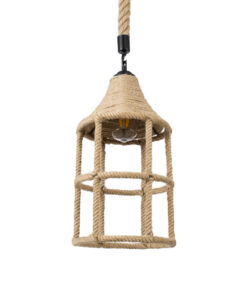 GloboStar® GLOBOSTAR® YUBA 01612 Boho Κρεμαστό Φωτιστικό Οροφής με Ντουί 1 x E27 AC 220-240V IP20 - Μπεζ - Μ22 x Π22 x Y40cm