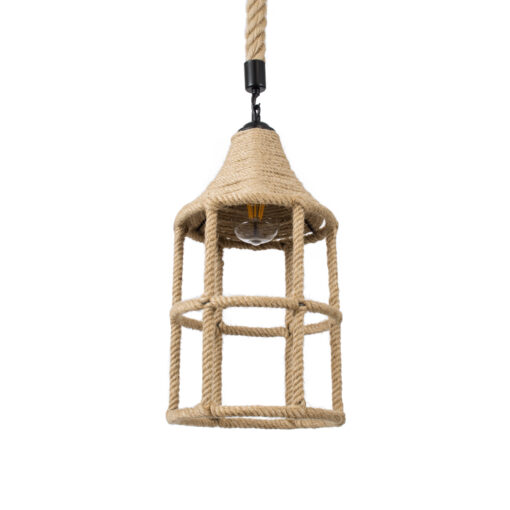 GloboStar® GLOBOSTAR® YUBA 01612 Boho Κρεμαστό Φωτιστικό Οροφής με Ντουί 1 x E27 AC 220-240V IP20 - Μπεζ - Μ22 x Π22 x Y40cm