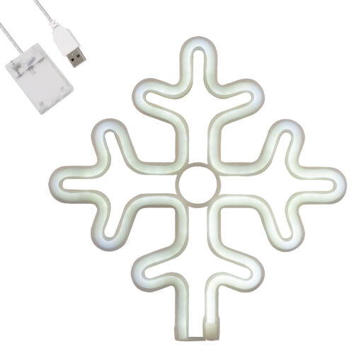 GloboStar® GloboStar® 78581 Φωτιστικό Ταμπέλα Φωτεινή Επιγραφή NEON LED Σήμανσης SNOWFLAKE 5W με Καλώδιο Τροφοδοσίας USB - Μπαταρίας 3xAAA (Δεν Περιλαμβάνονται) - Ψυχρό Λευκό 6000K