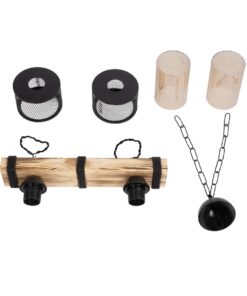 GLOBOSTAR® GLORA 201-0008 Vintage Κρεμαστό Φωτιστικό Οροφής με Ντουί 2 x E27 AC 220-240V IP20 - Μπεζ, Μαύρο & Μελί - Μ38 x Π12 x Υ21cm 18 22105b 201 0008 9