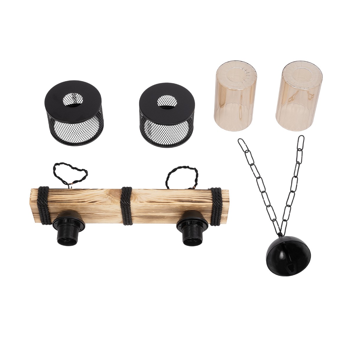 GLOBOSTAR® GLORA 201-0008 Vintage Κρεμαστό Φωτιστικό Οροφής με Ντουί 2 x E27 AC 220-240V IP20 - Μπεζ, Μαύρο & Μελί - Μ38 x Π12 x Υ21cm 10 GLOBOSTAR® GLORA 201-0008 Vintage Κρεμαστό Φωτιστικό Οροφής με Ντουί 2 x E27 AC 220-240V IP20 - Μπεζ, Μαύρο & Μελί - Μ38 x Π12 x Υ21cm - Image 9