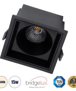 GloboStar® GloboStar® PLUTO-B 60280 Χωνευτό LED Spot Downlight TrimLess Μ10.4xΠ10.4cm 15W 1950lm 38° AC 220-240V IP20 Μ10.4 x Π10.4 x Υ6.5cm - Τετράγωνο - Μαύρο & Anti-Glare HoneyComb - Φυσικό Λευκό 4500K - Bridgelux COB - 5 Years Warranty