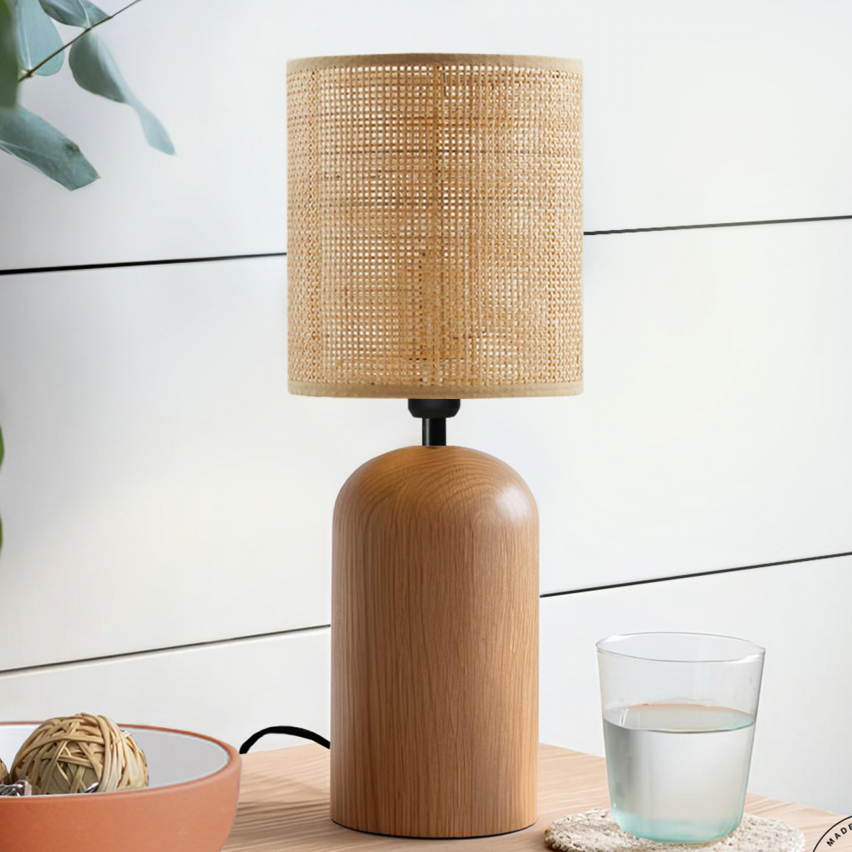 GloboStar® HARD 204-0065 Boho Eπιτραπέζιο Φωτιστικό Πορτατίφ Μονόφωτο 1 x E27 IP20 Καφέ Ξύλο με Μπεζ Ρατάν - Μ15 x Π15 x Υ35cm 3 GloboStar® HARD 204-0065 Boho Eπιτραπέζιο Φωτιστικό Πορτατίφ Μονόφωτο 1 x E27 IP20 Καφέ Ξύλο με Μπεζ Ρατάν - Μ15 x Π15 x Υ35cm - Image 2