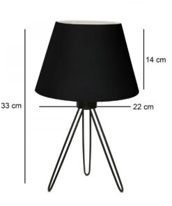 GloboStar® GloboStar® TRIP 204-0086 Μοντέρνο Eπιτραπέζιο Φωτιστικό Πορτατίφ Μονόφωτο 1 x E27 IP20 Μαύρο Μέταλλο με Μαύρο Ύφασμα - Μ22 x Π22 x Υ33cm