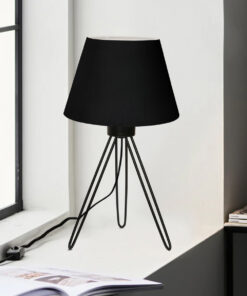 Alternative view of GloboStar® TRIP 204-0086 Μοντέρνο Eπιτραπέζιο Φωτιστικό Πορτατίφ Μονόφωτο 1 x E27 IP20 Μαύρο Μέταλλο με Μαύρο Ύφασμα - Μ22 x Π22 x Υ33cm