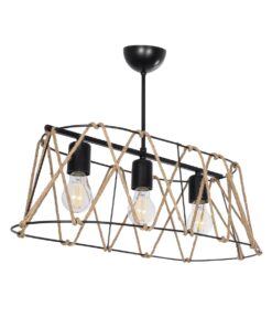 GloboStar® GLOBOSTAR® GATSBY 203-0006 Vintage Κρεμαστό Φωτιστικό Οροφής με Ντουί 3 x E27 AC 220-240V IP20 - Μαύρο & Μπεζ - Μ60 x Π28 x Υ22cm