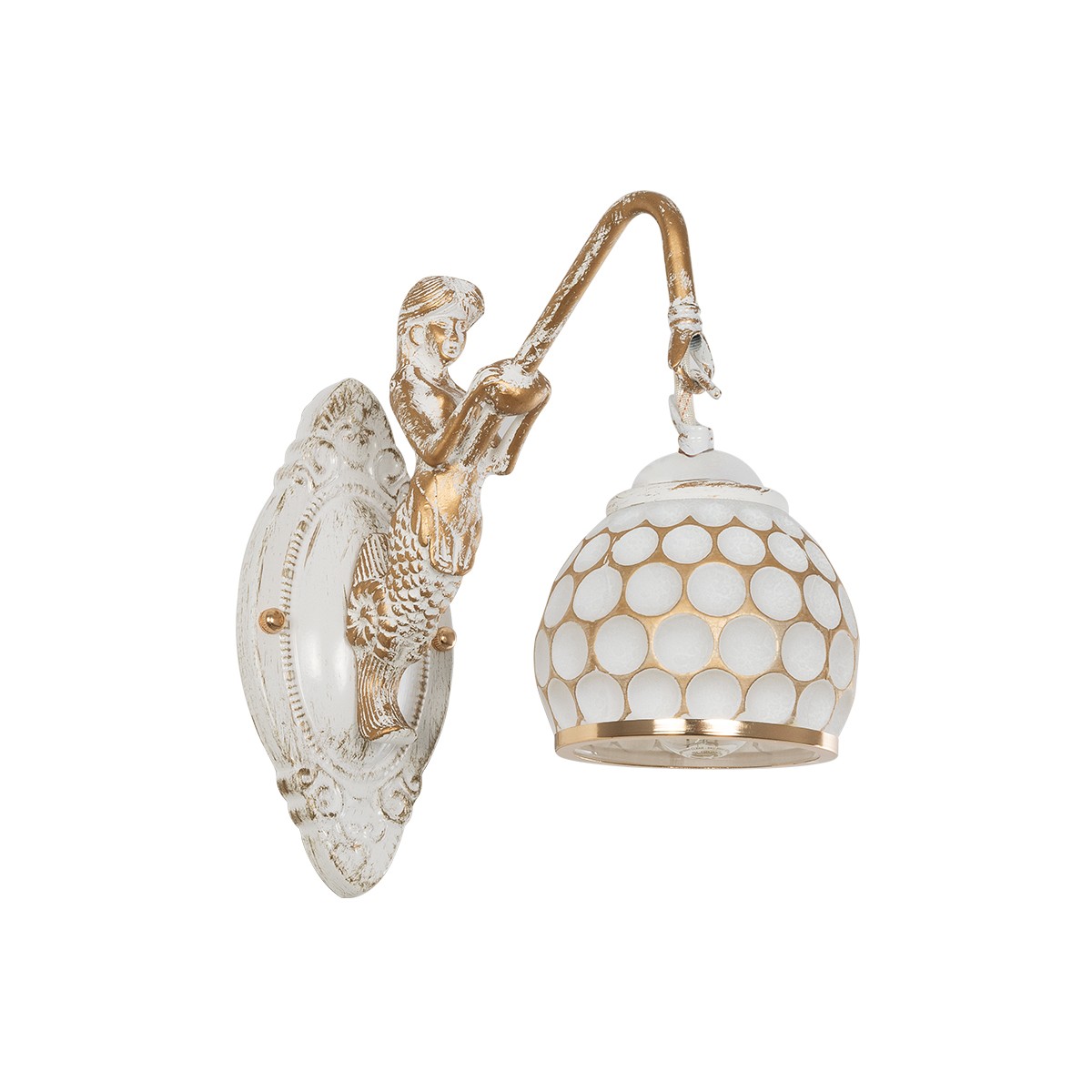 GLOBOSTAR® MERMAID 01317 Vintage Φωτιστικό Τοίχου - Απλίκα με Ντουί 1 x E27 AC 220-240V IP20 - Χρυσό & Λευκό - Μ12.5 x Π28 x Υ27cm 3 GloboStar® GLOBOSTAR® MERMAID 01317 Vintage Φωτιστικό Τοίχου - Απλίκα με Ντουί 1 x E27 AC 220-240V IP20 - Χρυσό & Λευκό - Μ12.5 x Π28 x Υ27cm