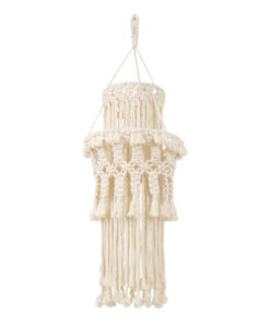 GloboStar® GloboStar® 36200 ETHIOPIA Boho Καπέλο Φωτιστικού- Μακραμέ Πλεκτό Χειροποίητο Μπεζ Βαμβακερό Νήμα - Μ30 x Π30 x Υ90cm