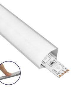GloboStar® GLOBOSTAR® ALP-CORNER LINEO 70815-1M Επιφανειακό Γωνιακό Προφίλ Αλουμινίου με Λευκό Γαλακτερό Πατητό Κάλυμμα για Ταινίες LED IP20 - Ασημί & Λευκό - Μ100 x Π1.6 x Υ1.6cm