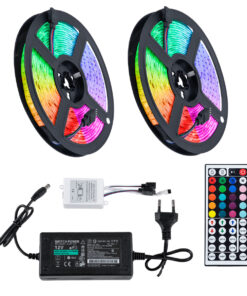 GloboStar® GloboStar 70418 Σετ Ταινία LED RGB SMD 5050 10m (2x5M) 7.2W/m 30LED/m 576 lm/m 120° DC 12V με Τροφοδοτικό & Ασύρματο Τηλεχειριστήριο Αδιάβροχη IP65