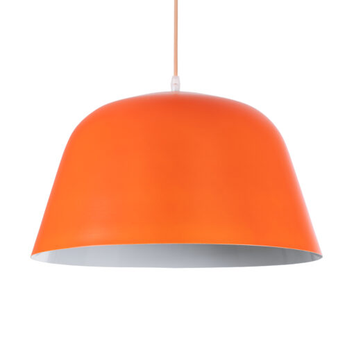 GloboStar® GLOBOSTAR® UPVALE 01283 Μοντέρνο Κρεμαστό Φωτιστικό Οροφής με Ντουί 1 x E27 AC 220-240V IP20 - Πορτοκαλί & Λευκό - Μ40 x Π40 x Υ24cm