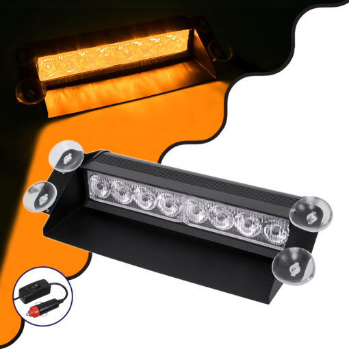 GloboStar® GloboStar® 85109 PRO Series Μπάρα Σήμανσης με Βεντούζες Στήριξης για Παρμπρίζ Οχήματος Οδικής Βοήθείας για Αυτοκίνητα & Φορτηγά 9 Προγραμμάτων Φωτισμού STROBE LED SMD 8W DC 10-30V IP20 Πορτοκαλί