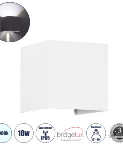 GloboStar® GloboStar® AXIS-S 60566 Φωτιστικό Τοίχου - Απλίκα Αρχιτεκτονικού Φωτισμού Εσωτερικού/Εξωτερικού Χώρου Up & Down LED 10W 1250lm 10 έως 60° AC 220-240V Αδιάβροχο IP65 Μ10 x Π10 x Υ10cm - Ψυχρό Λευκό 6000K - Λευκό - Bridgelux Chip - 3 Χρόνια Εγγύηση