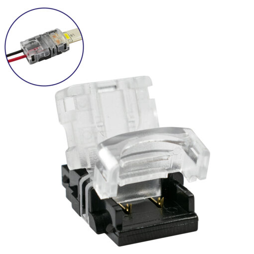 GloboStar® GLOBOSTAR® STRIPART 70720 Ενωτικός Ταχυσύνδεσμος για Μονόχρωμη Ταινία LED 2Pin 10mm σε Καλώδιο Τροφοδοσίας 2Pin Αδιάβροχο IP65 - Μ1.5 x Π2.4 x Υ0.8cm