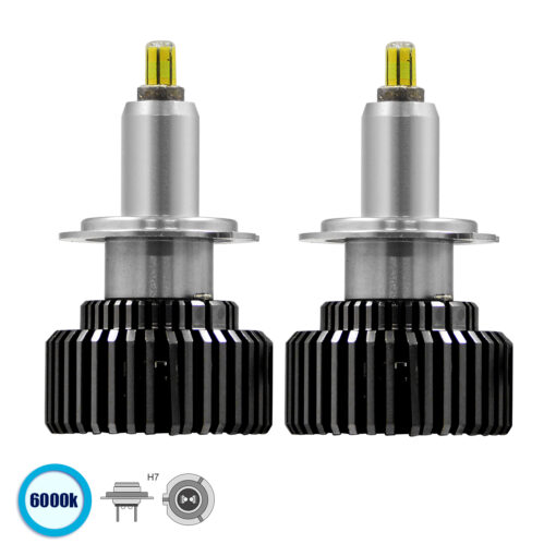 GloboStar® GLOBOSTAR® LEDKITX7 82063 Λάμπα H7 CANbus LED 35W/70W 3500lm/7000lm 360° DC 12-24V Αδιάβροχο IP65 Ψυχρό Λευκό 6000K - CREE COB Chip - Μ3.8 x Π3.8 x Υ6.5cm - Πακέτο 2 Τεμαχίων - 2 Χρόνια Εγγύηση