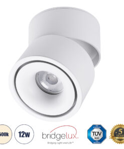 GloboStar® GloboStar® OMEGA-S 60298 Επιφανειακό LED Spot Downlight Φ10cm 12W 1560lm 36° AC 220-240V IP20 Φ10 x Υ10.5cm - Στρόγγυλο - Λευκό - Φυσικό Λευκό 4500K - Bridgelux COB - 5 Years Warranty