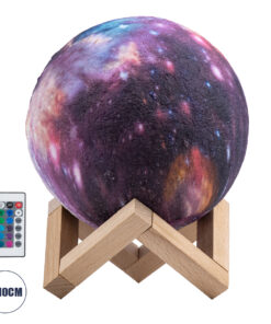 GloboStar® GloboStar® MOON 79616 Επιτραπέζιο Φωτιστικό Πορτατίφ LED 4W 200lm 360° DC 5V IP20 RGBW Dimmable Πολύχρωμο Πλαστικό με Μπεζ Ξύλο - Μ15 x Π15 x Υ19cm - 2 Xρόνια Εγγύηση