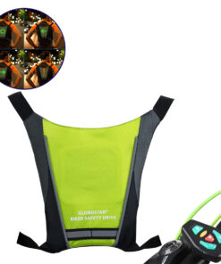 GloboStar® GloboStar® 79069 Γιλέκο Ασφαλείας Φωσφοριζέ Αντανακλαστικό για Ποδηλάτες & Runners με Φωτεινή Σήμανση LED - Ενσωματωμένη Μπαταρία 650mAh DC 5V Επαναφορτιζόμενο με Καλώδιο Τροφοδοσίας USB & Ασύρματο Χειριστήριο - Λαχανί Φωσφοριζέ & Μαύρο Αδιάβροχο IP65