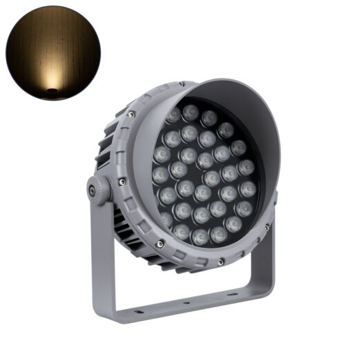 GloboStar® GLOBOSTAR® FLOOD-MENA 90645 Προβολέας Σποτ Wall Washer με Αντιθαμβωτική Γρίλια LED 36W 3240lm 30° AC 220-240V Αδιάβροχο IP65 Θερμό Λευκό 3000K - Ασημί - Μ23 x Π23 x Υ18cm - 3 Χρόνια Εγγύηση