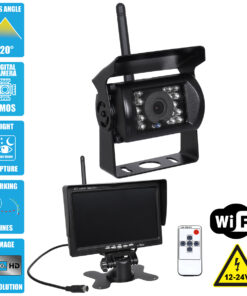 GloboStar® GloboStar® 86030 WiFi Έγχρωμη Κάμερα 720p CMOS HD Οπισθοπορείας Αυτοκινήτου-Φορτηγού DC 12-24V 120° με Οθόνη 7" DC 12-24V Night Capture με Parking Lines και Ασύρματο Χειριστήριο Αδιάβροχη IP65