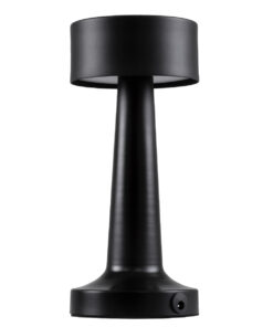 GloboStar® GloboStar® BELLA 76503 Επαναφορτιζόμενο Επιτραπέζιο Φωτιστικό Πορτατίφ LED 1.5W 105lm 120° DC 5V IP44 Θερμό Λευκό 2700K Dimmable Μαύρο Αλουμίνιο - Μ9 x Π9 x Υ21cm - 2 Xρόνια Εγγύηση