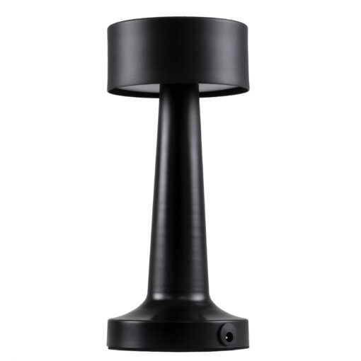 GloboStar® GloboStar® BELLA 76503 Επαναφορτιζόμενο Επιτραπέζιο Φωτιστικό Πορτατίφ LED 1.5W 105lm 120° DC 5V IP44 Θερμό Λευκό 2700K Dimmable Μαύρο Αλουμίνιο - Μ9 x Π9 x Υ21cm - 2 Xρόνια Εγγύηση