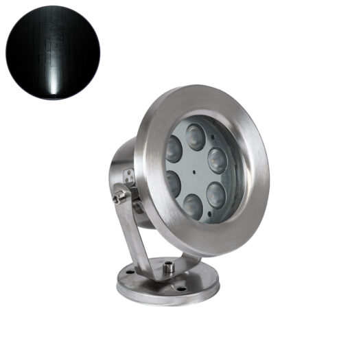 GloboStar® GLOBOSTAR® UNDERWATER-DEDY 90427 Υποβρύχιο Επιφανειακό Σποτ για Σιντριβάνια/Πισίνες LED 6W 600lm 30° DC 24V Αδιάβροχο IP68 Ψυχρό Λευκό 6000K Dimmable - Ανοξείδωτο Ατσάλι 304 - Μ12 x Π7.5 x Υ14.5cm - 3 Χρόνια Εγγύηση