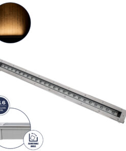 GloboStar® GloboStar® UNDERGROUND-PASSAGGIO 90196 Χωνευτό Φωτιστικό Wall Washer Δαπέδου LED 24W 2160lm 10° DC 24V Αδιάβροχο IP68 με Ρυθμιζόμενη Γωνία Φωτισμού L108 x W9 x H7.5cm Θερμό Λευκό 2700K - Ανοξείδωτο Ατσάλι - 3 Years Warranty