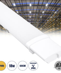 GloboStar® GloboStar® 60163 LED Γραμμικό Βιομηχανικό Φωτιστικό Tri-Proof 60cm 18W 1936lm 120° AC 220-240V Αδιάβροχο IP65 Μ60 x Π6 x Υ4cm Θερμό Λευκό 2700K - 3 Χρόνια Εγγύηση
