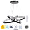 GloboStar® GLOBOSTAR® DIAMOND TRIO 61136-DECO Μοντέρνο Κρεμαστό Φωτιστικό Οροφής LED 100W 12123lm 360° AC 220-240V IP20 Ρυθμιζόμενο Λευκό CCT με Χειριστήριο από 2700K έως 6000K Dimmable - Lumileds SMD Chip - Μαύρο - Μ60 x Π60 x Υ90cm - 3 Χρόνια Εγγύηση