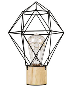 GloboStar® GloboStar® ANTLER 01443 Επιτραπέζιο Φωτιστικό Πορτατίφ LED -W -lm -° DC 5V IP20 Θερμό Λευκό 3000K Μαύρο Μέταλλο με Μπεζ Ξύλο - Μ19 x Π19 x Υ29cm - 2 Xρόνια Εγγύηση