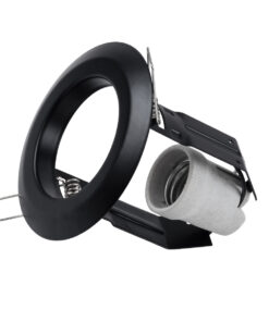 GloboStar® GloboStar® ACIDA 77845 Χωνευτή Στρογγυλή Μεταλλική Βάση Μπετού για Λάμπα R63 με Ντουί E27 AC 220-240V IP20 Φ11 x Υ11cm - Μαύρη - 5 Years Warranty