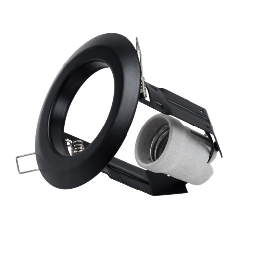 GloboStar® GloboStar® ACIDA 77845 Χωνευτή Στρογγυλή Μεταλλική Βάση Μπετού για Λάμπα R63 με Ντουί E27 AC 220-240V IP20 Φ11 x Υ11cm - Μαύρη - 5 Years Warranty