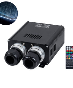 GloboStar® GloboStar® 78566 Μηχανή Οπτικής Ίνας Διπλής Κεφαλής - Fiber Optic Light Machine Double Head LED 45W AC 220-240V με Ασύρματο Χειριστήριο RF 2.4Ghz Μ16 x Π26 x Υ8.5cm RGB - 2 Years Warranty