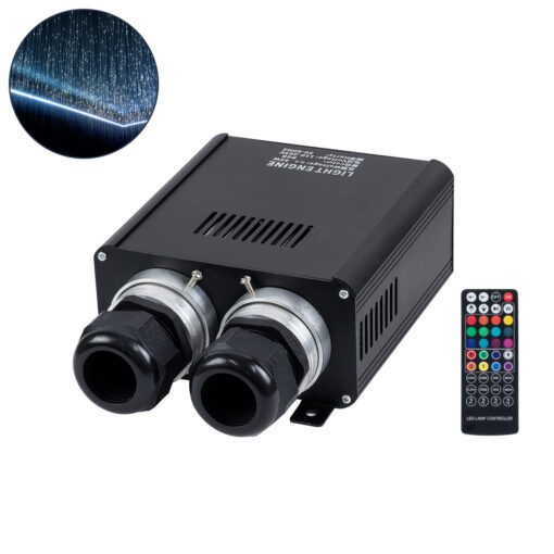 GloboStar® GloboStar® 78566 Μηχανή Οπτικής Ίνας Διπλής Κεφαλής - Fiber Optic Light Machine Double Head LED 45W AC 220-240V με Ασύρματο Χειριστήριο RF 2.4Ghz Μ16 x Π26 x Υ8.5cm RGB - 2 Years Warranty