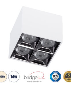 GloboStar® GloboStar® LUMINAR SUPERIOR 60334 Επιφανειακό LED Spot Downlight TrimLess 14W 1960lm 36° AC 220-240V IP20 Μ8.2 x Π8.2 x Υ6.6cm - Λευκό με Κάτοπτρο Χρωμίου - Φυσικό Λευκό 4500K - Bridgelux High Lumen Chip Gen2 - TÜV Certified Driver - 5 Years Warranty