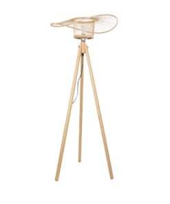 GloboStar® GloboStar® POPPY 01987 Boho Επιδαπέδιο Φωτιστικό Μονόφωτο 1 x E27 IP20 Μπεζ Ξύλο - Μ58 x Π58 x Υ138cm