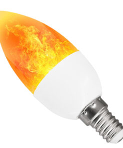 GloboStar® GLOBOSTAR® CANDLE 76074 Λάμπα Κεράκι E14 C37 LED 5W 250lm 260° AC 220-240V IP20 Πορτοκαλί 2200K με Εφέ Φλόγας - Λευκό Γαλακτερό - Μ3.7 x Π3.7 x Υ10.4cm - 2 Χρόνια Εγγύηση