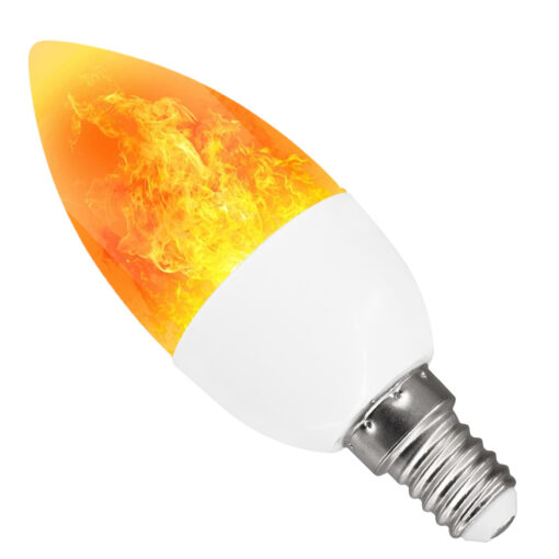 GloboStar® GLOBOSTAR® CANDLE 76074 Λάμπα Κεράκι E14 C37 LED 5W 250lm 260° AC 220-240V IP20 Πορτοκαλί 2200K με Εφέ Φλόγας - Λευκό Γαλακτερό - Μ3.7 x Π3.7 x Υ10.4cm - 2 Χρόνια Εγγύηση