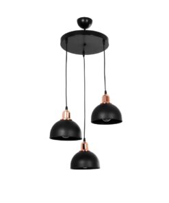 GloboStar® GLOBOSTAR® ΗUT 203-0146 Μοντέρνο Κρεμαστό Φωτιστικό Οροφής με Ντουί 3 x E27 AC 220-240V IP20 - Μάυρο & Χάλκινο - Μ40 x Π40 x Υ40cm