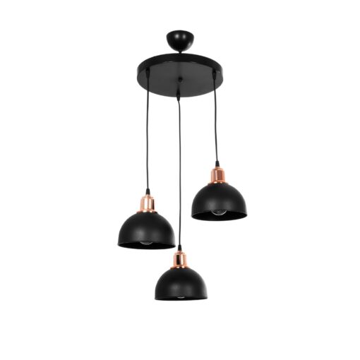 GloboStar® GLOBOSTAR® ΗUT 203-0146 Μοντέρνο Κρεμαστό Φωτιστικό Οροφής με Ντουί 3 x E27 AC 220-240V IP20 - Μάυρο & Χάλκινο - Μ40 x Π40 x Υ40cm