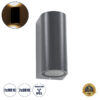 GloboStar® GloboStar® MURANO 60609 Φωτιστικό Τοίχου - Απλίκα Αρχιτεκτονικού Φωτισμού Εξωτερικού Χώρου Up & Down Αλουμινίου με Ντουί 2 x GU10 AC 220-240V Αδιάβροχο IP65 L15 x W8 x H6.8cm - Γκρι Ανθρακί - 5 Years Warranty