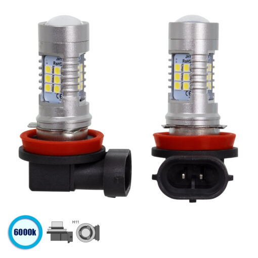 GloboStar® GloboStar® 85603 H11 JHY Line KIT Βασικού Φωτισμού Αυτοκινήτου & Μοτοσυκλέτας 2nd Generation Can-Bus Series LED SMD 3030 80W 8000lm DC 12V Αδιάβροχο IP65 Ψυχρό Λευκό 6000K