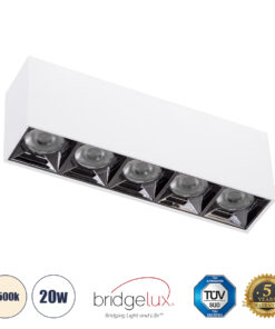 GloboStar® GloboStar® LUMINAR SUPERIOR 60330 Επιφανειακό LED Spot Downlight TrimLess 20W 2800lm 36° AC 220-240V IP20 Μ19.5 x Π4.2 x Υ6.6cm - Λευκό με Κάτοπτρο Χρωμίου - Φυσικό Λευκό 4500K - Bridgelux High Lumen Chip Gen2 - TÜV Certified Driver - 5 Years Warranty