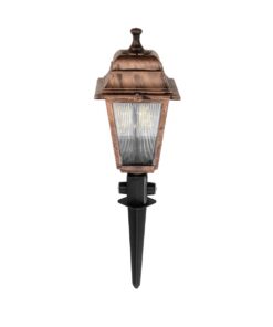 GloboStar® GloboStar® SOLME 203-0218 Vintage Καρφωτό Φωτιστικό Φαναράκι Μονόφωτο 1 x E27 IP44 Χάλκινο & Διάφανο Πλαστικό - Μ22 x Π22 x Υ35cm