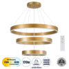 GloboStar® GLOBOSTAR® VENOM TRIO 61190 Μοντέρνο Κρεμαστό Φωτιστικό Οροφής LED 120W 14158lm 120° AC 220-240V IP20 Ρυθμιζόμενο Λευκό CCT με Χειριστήριο από 2700K έως 6000K Dimmable - Lumileds SMD Chip - Χρυσό Βούρτσας - Μ80 x Π80 x Υ60cm - 3 Χρόνια Εγγύηση