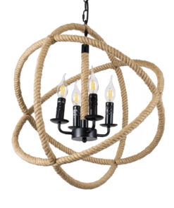 GloboStar® GLOBOSTAR® VITRUVIAN 01141 Boho Κρεμαστό Φωτιστικό Οροφής με Ντουί 4 x E14 AC 220-240V IP20 - Μαύρο & Μπεζ - Μ53 x Π53 x Υ53cm