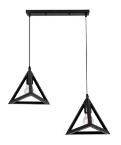 GloboStar® GLOBOSTAR® TRIANGLE 00611 Μοντέρνο Κρεμαστό Φωτιστικό Οροφής με Ντουί 2 x E27 AC 220-240V IP20 - Μαύρο - Μ60 x Π22 x Y130cm