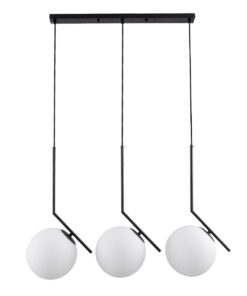 GloboStar® GLOBOSTAR® MONROE 00954 Μοντέρνο Κρεμαστό Φωτιστικό Οροφής με Ντουί 3 x E27 AC 220-240V IP20 - Μαύρο & Λευκό - Μ74 x Π25 x Υ50cm