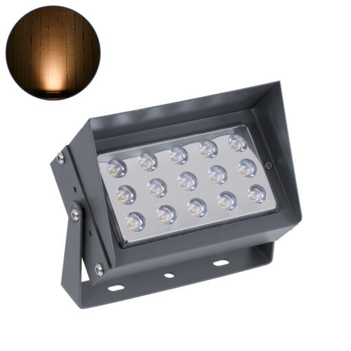 GloboStar® GLOBOSTAR® FLOOD-KAMY 90371 Προβολέας Σποτ Wall Washer με Αντιθαμβωτική Γρίλια LED 30W 2550lm 5° DC 24V Αδιάβροχο IP65 Πορτοκαλί 2200K Dimmable - Γκρι Ανθρακί - Μ19.5 x Π10.7 x Υ9.5cm - 3 Χρόνια Εγγύηση